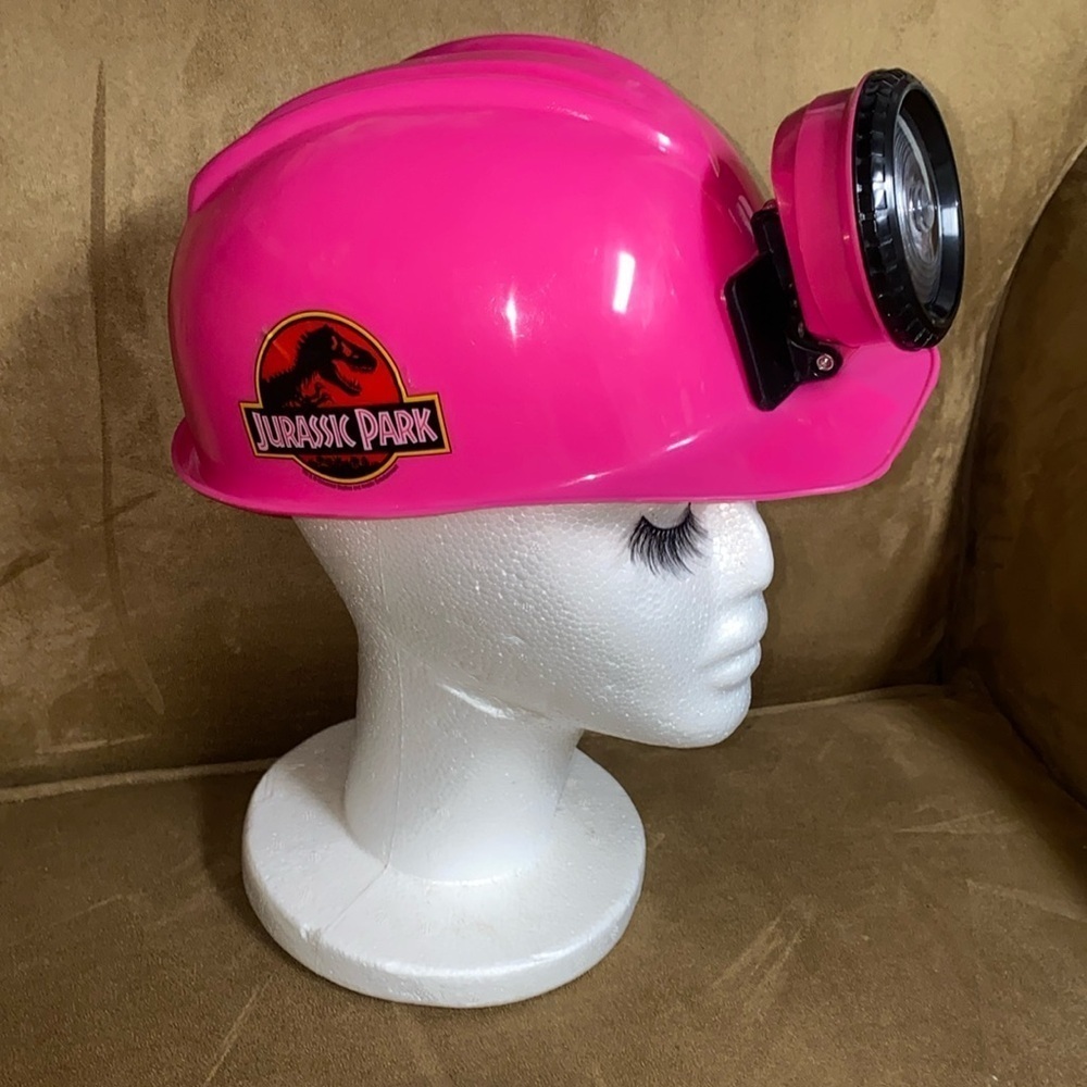VINTAGE 1996 Universal Studios Jurassic Park Pink Hard Hat Helmet Tested works - Picture 1 of 9